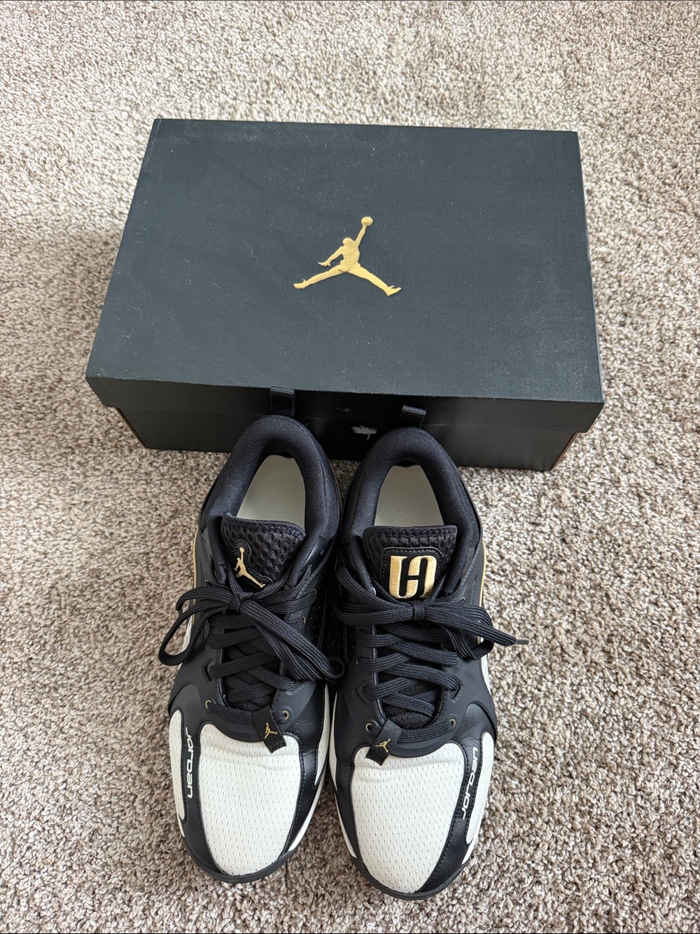 Jordan Men's Black, White & Gold Low-Top Sneakers